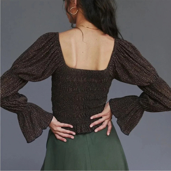 Anthropologie Shimmer Puff-Sleeved Top - Picture 3 of 6